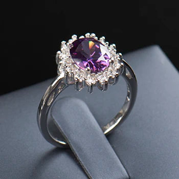 Purple Silver Ring 2CT