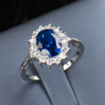 Blue Silver Ring 2CT