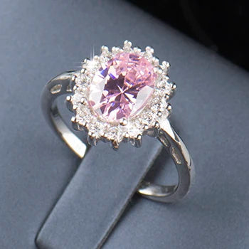 Pink Silver Ring 2CT