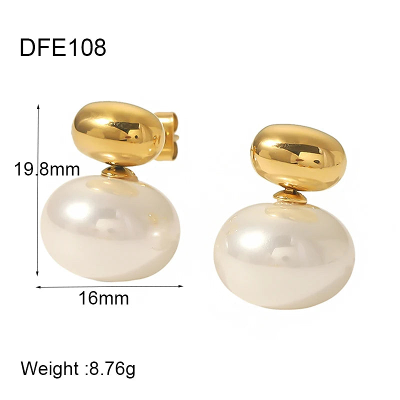 Gold Plated Pearl Front Back Bead Studs